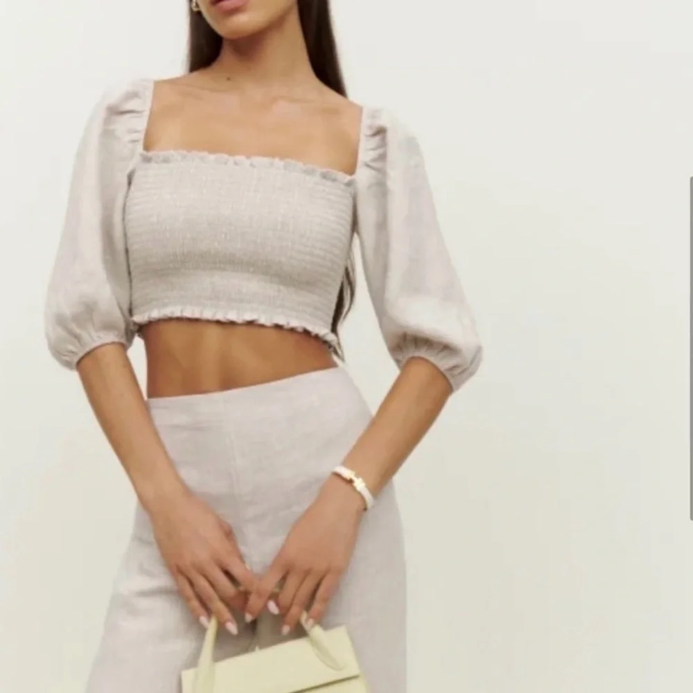 Reformation | Scarlett Linen Cream Two Piece Set | Oatmeal | 2